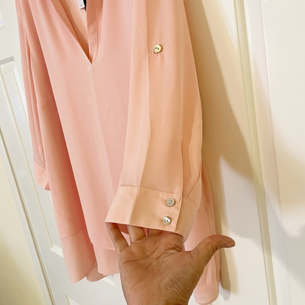 NWT! J. Jill Dusty Pink Roll Tab Sleeve V-Neck Asymmetrical Hem Tunic. Size 3X - Picture 6 of 13